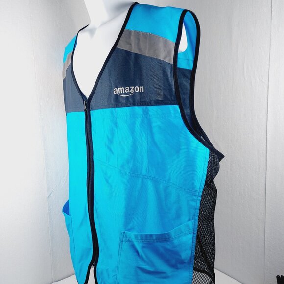 Amazon Men's Blue Black AFV01U Sleeveless DSP Active Safety Vest Size 4XL/5XL - Picture 3 of 10